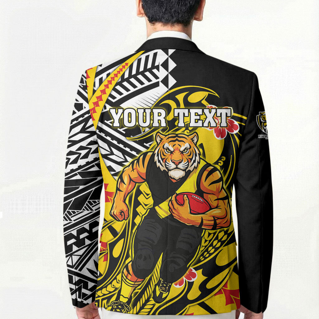 Personalized Richmond Tigers Blazer Polynesian Tribal Tiger Mascot With Hibiscus Floral Art