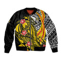 Personalized Richmond Tigers Bomber Jacket Polynesian Tribal Tiger Mascot With Hibiscus Floral Art
