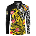 Personalized Richmond Tigers Button Sweatshirt Polynesian Tribal Tiger Mascot With Hibiscus Floral Art