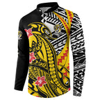 Personalized Richmond Tigers Button Sweatshirt Polynesian Tribal Tiger Mascot With Hibiscus Floral Art