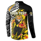 Personalized Richmond Tigers Button Sweatshirt Polynesian Tribal Tiger Mascot With Hibiscus Floral Art