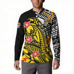 Personalized Richmond Tigers Button Sweatshirt Polynesian Tribal Tiger Mascot With Hibiscus Floral Art