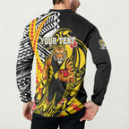 Personalized Richmond Tigers Button Sweatshirt Polynesian Tribal Tiger Mascot With Hibiscus Floral Art
