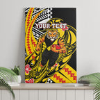 Personalized Richmond Tigers Canvas Wall Art Polynesian Tribal Tiger Mascot With Hibiscus Floral Art