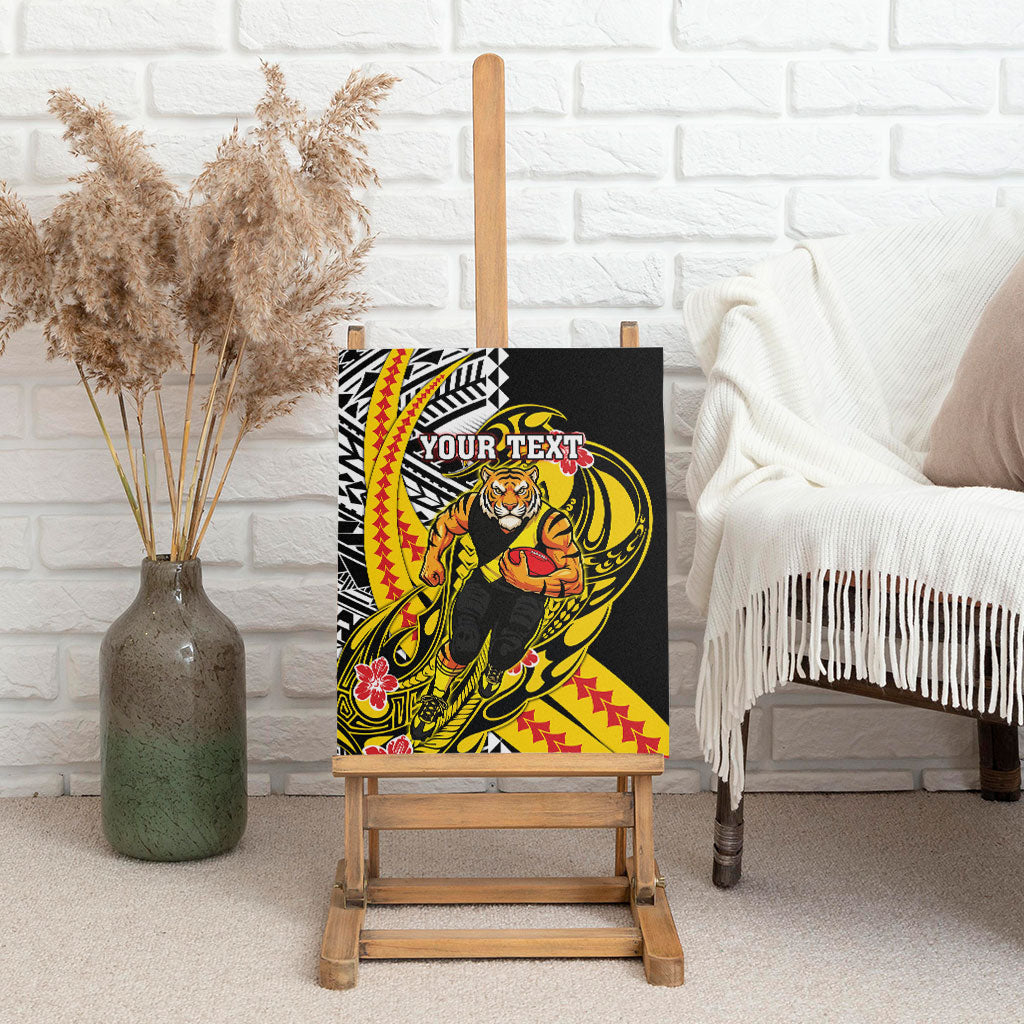 Personalized Richmond Tigers Canvas Wall Art Polynesian Tribal Tiger Mascot With Hibiscus Floral Art