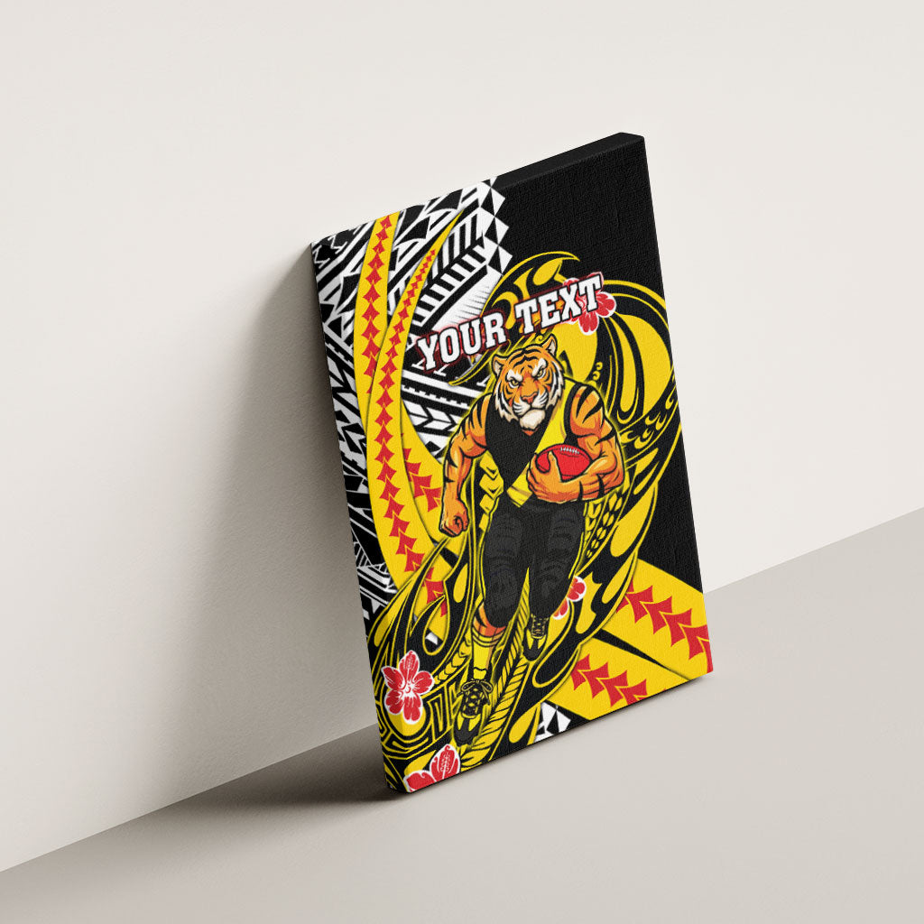 Personalized Richmond Tigers Canvas Wall Art Polynesian Tribal Tiger Mascot With Hibiscus Floral Art