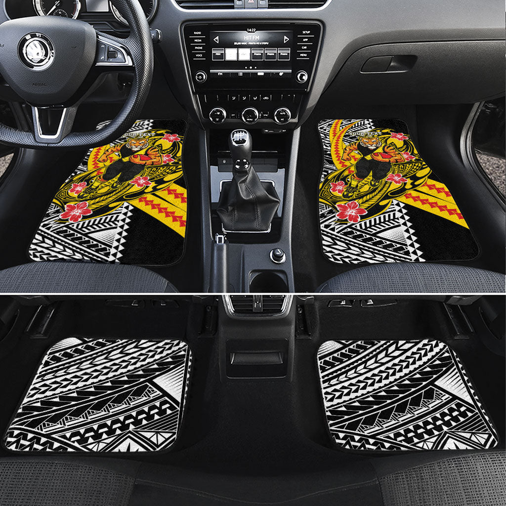 Personalized Richmond Tigers Car Mats Polynesian Tribal Tiger Mascot With Hibiscus Floral Art