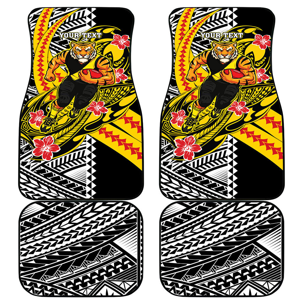 Personalized Richmond Tigers Car Mats Polynesian Tribal Tiger Mascot With Hibiscus Floral Art