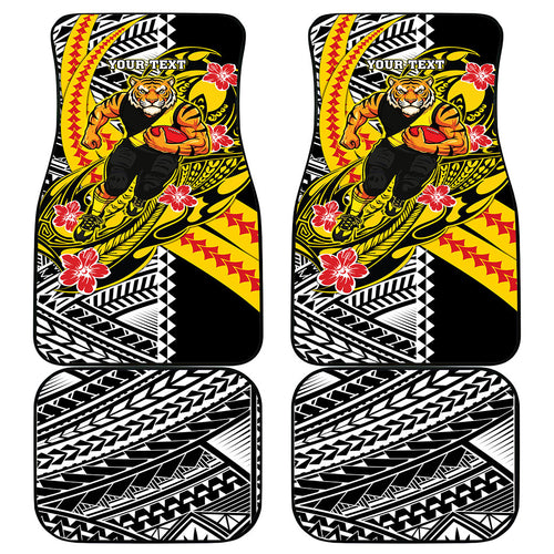Personalized Richmond Tigers Car Mats Polynesian Tribal Tiger Mascot With Hibiscus Floral Art