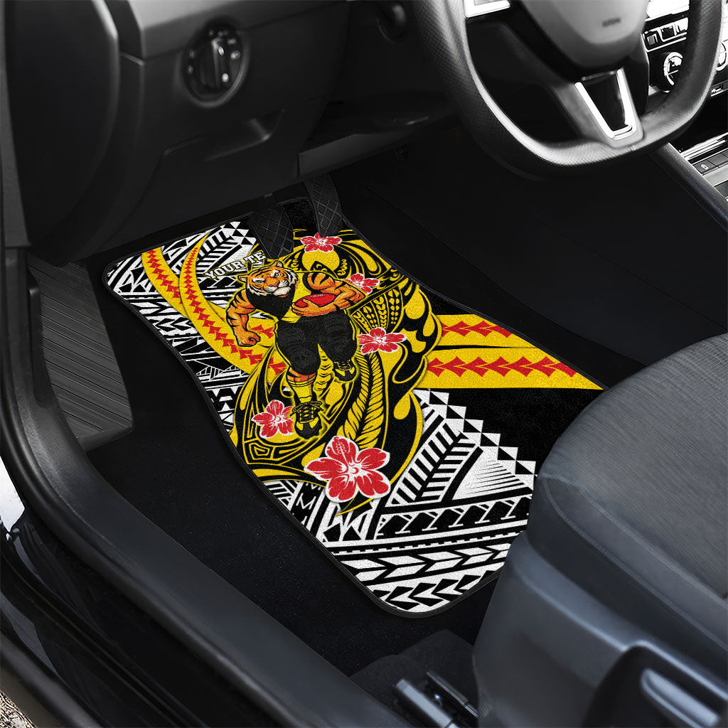 Personalized Richmond Tigers Car Mats Polynesian Tribal Tiger Mascot With Hibiscus Floral Art