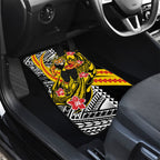 Personalized Richmond Tigers Car Mats Polynesian Tribal Tiger Mascot With Hibiscus Floral Art