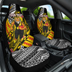 Personalized Richmond Tigers Car Seat Cover Polynesian Tribal Tiger Mascot With Hibiscus Floral Art