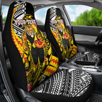 Personalized Richmond Tigers Car Seat Cover Polynesian Tribal Tiger Mascot With Hibiscus Floral Art