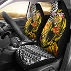 Personalized Richmond Tigers Car Seat Cover Polynesian Tribal Tiger Mascot With Hibiscus Floral Art