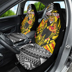 Personalized Richmond Tigers Car Seat Cover Polynesian Tribal Tiger Mascot With Hibiscus Floral Art