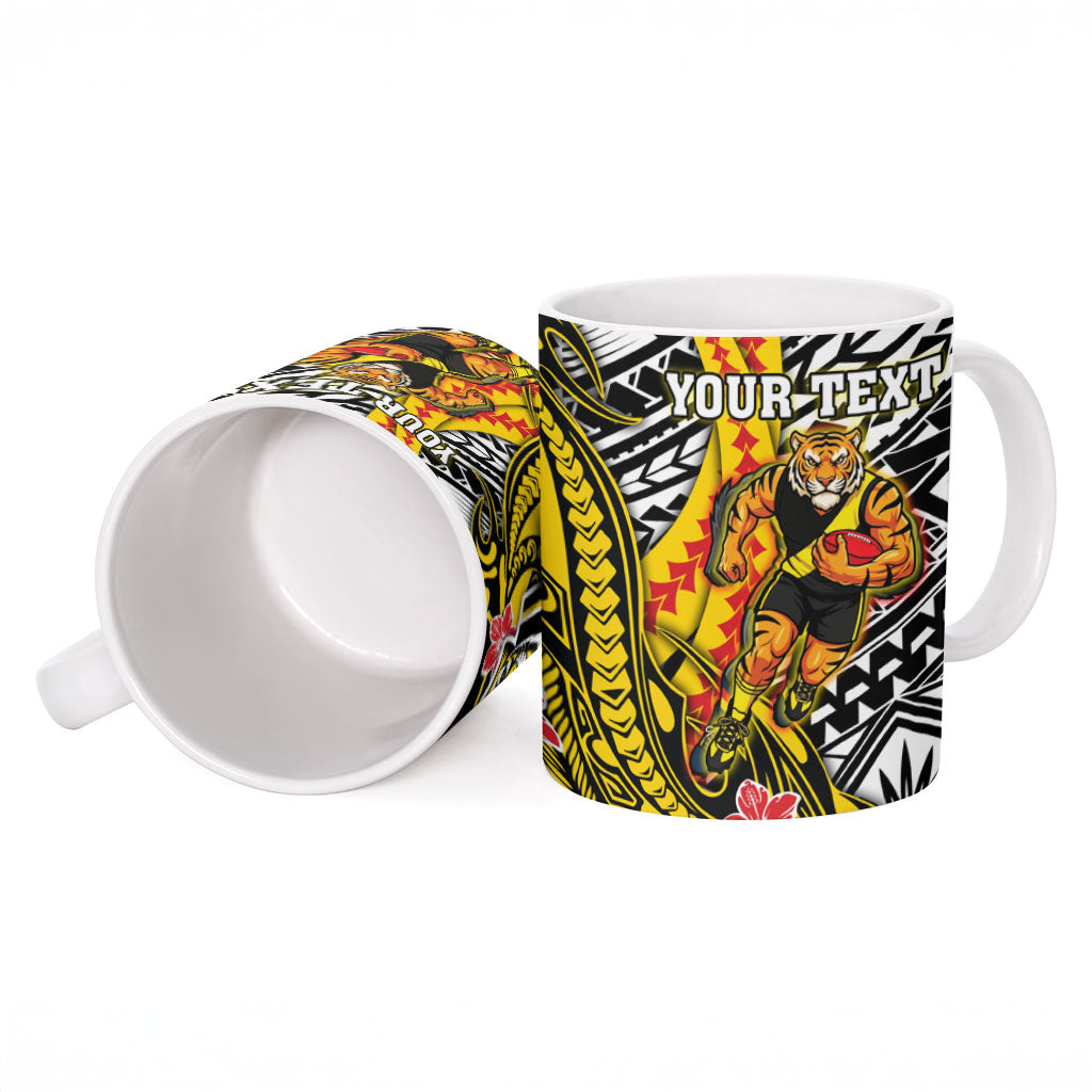 Personalized Richmond Tigers Ceramic Mug Polynesian Tribal Tiger Mascot With Hibiscus Floral Art