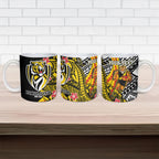 Personalized Richmond Tigers Ceramic Mug Polynesian Tribal Tiger Mascot With Hibiscus Floral Art