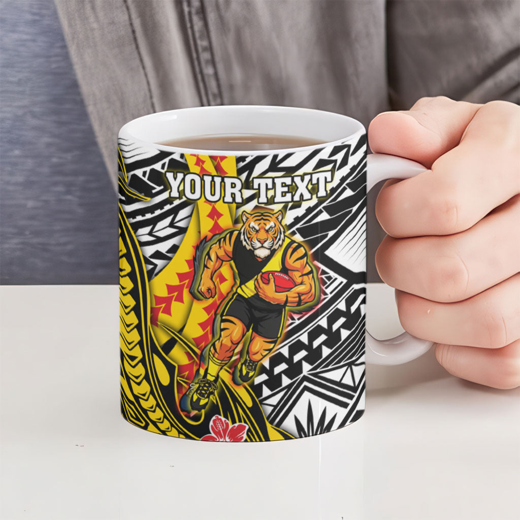Personalized Richmond Tigers Ceramic Mug Polynesian Tribal Tiger Mascot With Hibiscus Floral Art