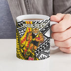 Personalized Richmond Tigers Ceramic Mug Polynesian Tribal Tiger Mascot With Hibiscus Floral Art