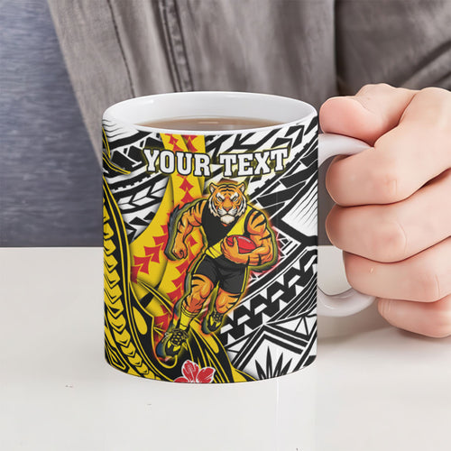 Personalized Richmond Tigers Ceramic Mug Polynesian Tribal Tiger Mascot With Hibiscus Floral Art