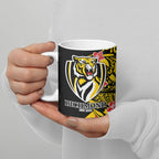 Personalized Richmond Tigers Ceramic Mug Polynesian Tribal Tiger Mascot With Hibiscus Floral Art