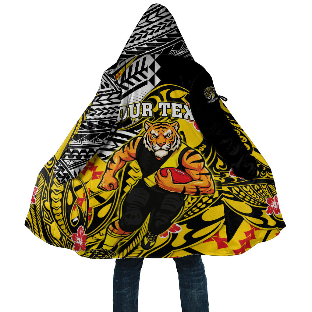 Personalized Richmond Tigers Cloak Polynesian Tribal Tiger Mascot With Hibiscus Floral Art
