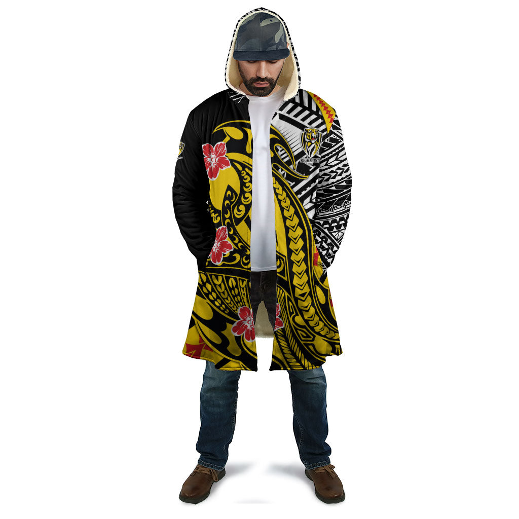 Personalized Richmond Tigers Cloak Polynesian Tribal Tiger Mascot With Hibiscus Floral Art