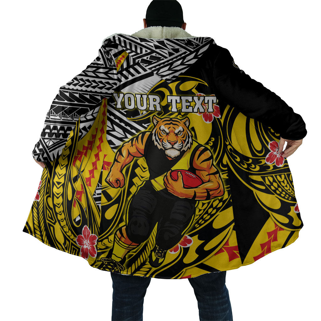 Personalized Richmond Tigers Cloak Polynesian Tribal Tiger Mascot With Hibiscus Floral Art