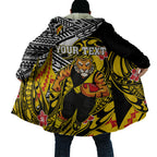 Personalized Richmond Tigers Cloak Polynesian Tribal Tiger Mascot With Hibiscus Floral Art