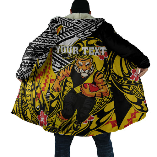 Personalized Richmond Tigers Cloak Polynesian Tribal Tiger Mascot With Hibiscus Floral Art