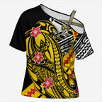 Personalized Richmond Tigers Cross Shoulder Shirt Polynesian Tribal Tiger Mascot With Hibiscus Floral Art