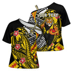 Personalized Richmond Tigers Cross Shoulder Shirt Polynesian Tribal Tiger Mascot With Hibiscus Floral Art