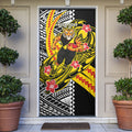 Personalized Richmond Tigers Door Cover Polynesian Tribal Tiger Mascot With Hibiscus Floral Art