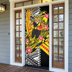 Personalized Richmond Tigers Door Cover Polynesian Tribal Tiger Mascot With Hibiscus Floral Art