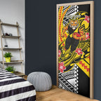 Personalized Richmond Tigers Door Cover Polynesian Tribal Tiger Mascot With Hibiscus Floral Art