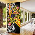 Personalized Richmond Tigers Door Cover Polynesian Tribal Tiger Mascot With Hibiscus Floral Art