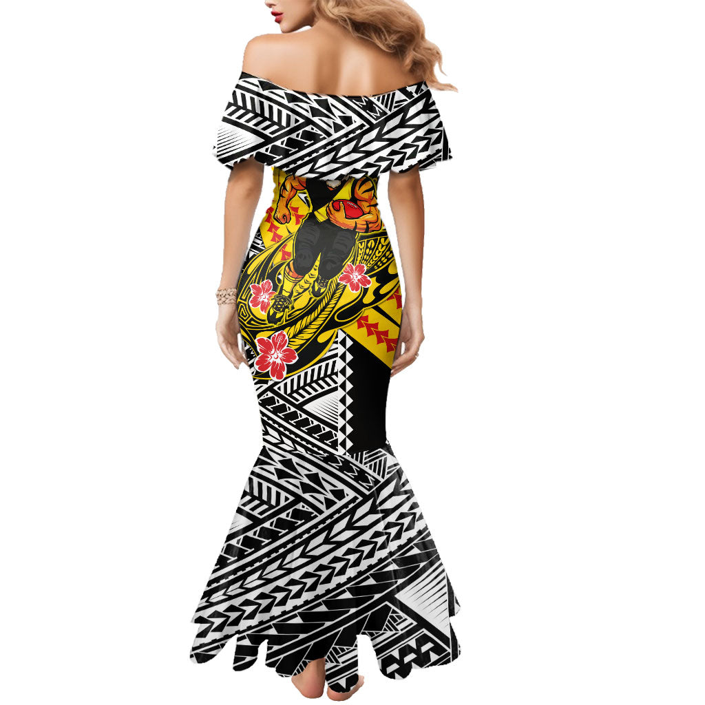 Personalized Richmond Tigers Family Matching Mermaid Dress and Hawaiian Shirt Polynesian Tribal Tiger Mascot With Hibiscus Floral Art