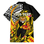 Personalized Richmond Tigers Family Matching Off The Shoulder Long Sleeve Dress and Hawaiian Shirt Polynesian Tribal Tiger Mascot With Hibiscus Floral Art