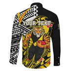 Personalized Richmond Tigers Family Matching Off The Shoulder Long Sleeve Dress and Hawaiian Shirt Polynesian Tribal Tiger Mascot With Hibiscus Floral Art