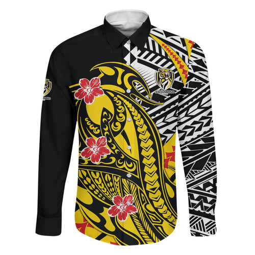 Personalized Richmond Tigers Family Matching Summer Maxi Dress and Hawaiian Shirt Polynesian Tribal Tiger Mascot With Hibiscus Floral Art