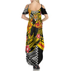 Personalized Richmond Tigers Family Matching Summer Maxi Dress and Hawaiian Shirt Polynesian Tribal Tiger Mascot With Hibiscus Floral Art