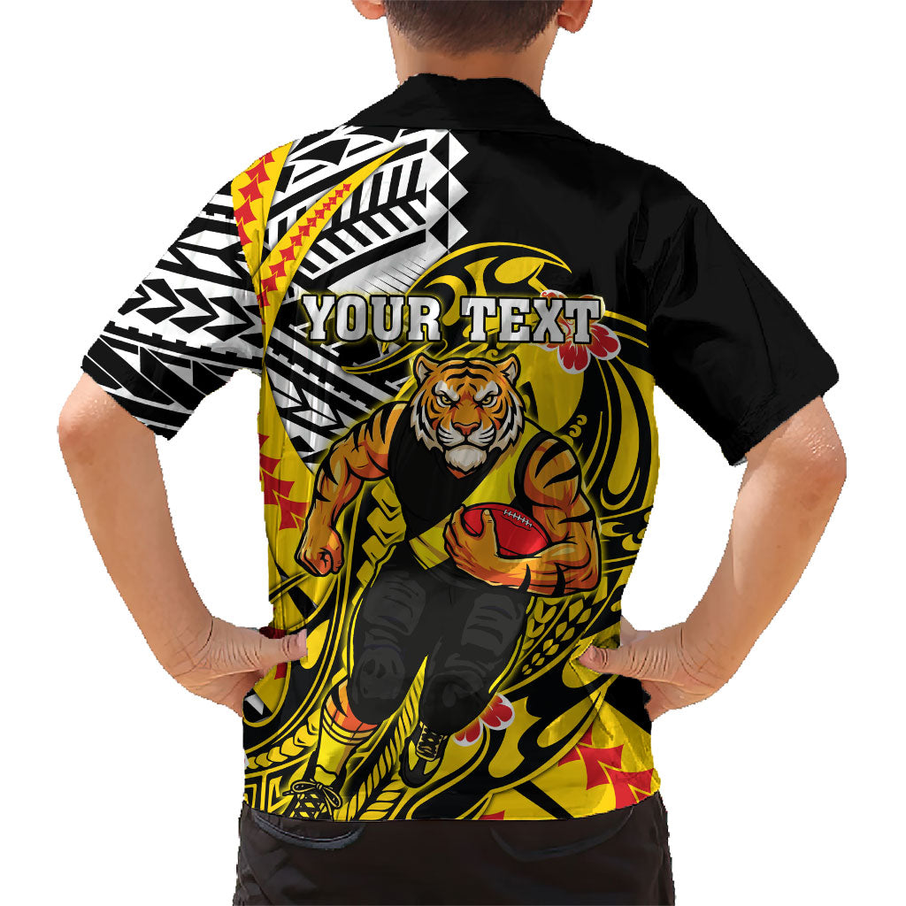 Personalized Richmond Tigers Family Matching Tank Maxi Dress and Hawaiian Shirt Polynesian Tribal Tiger Mascot With Hibiscus Floral Art