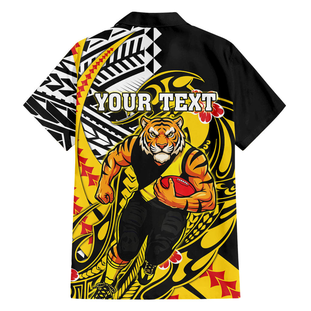 Personalized Richmond Tigers Family Matching Tank Maxi Dress and Hawaiian Shirt Polynesian Tribal Tiger Mascot With Hibiscus Floral Art