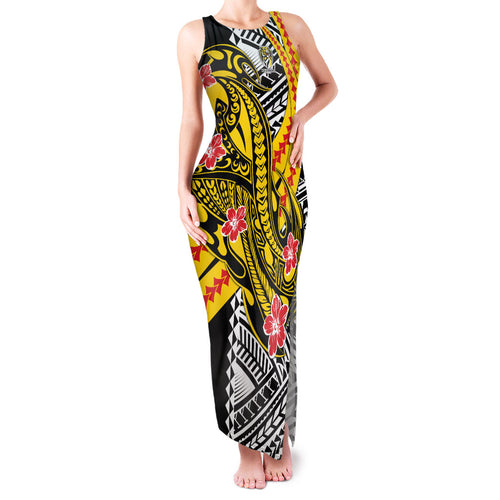 Personalized Richmond Tigers Family Matching Tank Maxi Dress and Hawaiian Shirt Polynesian Tribal Tiger Mascot With Hibiscus Floral Art