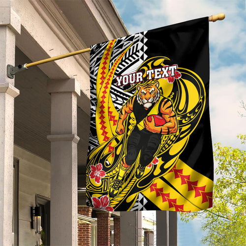 Personalized Richmond Tigers Garden Flag Polynesian Tribal Tiger Mascot With Hibiscus Floral Art