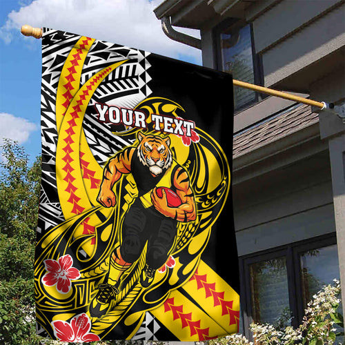 Personalized Richmond Tigers Garden Flag Polynesian Tribal Tiger Mascot With Hibiscus Floral Art