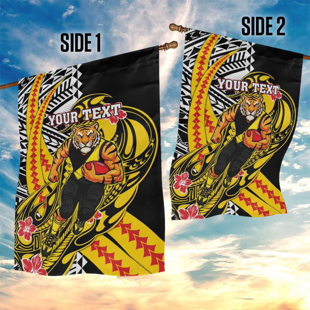 Personalized Richmond Tigers Garden Flag Polynesian Tribal Tiger Mascot With Hibiscus Floral Art
