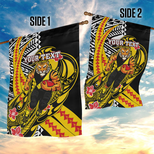 Personalized Richmond Tigers Garden Flag Polynesian Tribal Tiger Mascot With Hibiscus Floral Art