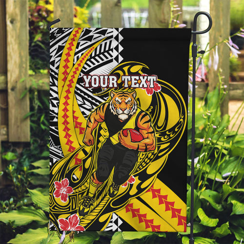 Personalized Richmond Tigers Garden Flag Polynesian Tribal Tiger Mascot With Hibiscus Floral Art