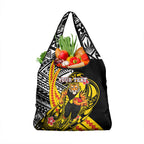 Personalized Richmond Tigers Grocery Bag Polynesian Tribal Tiger Mascot With Hibiscus Floral Art
